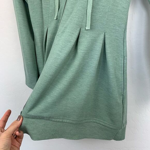 LOGO sea green full zip hooded tunic hoodie - Picture 3 of 5